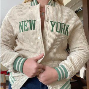 New York Green & Cream Varsity Jacket